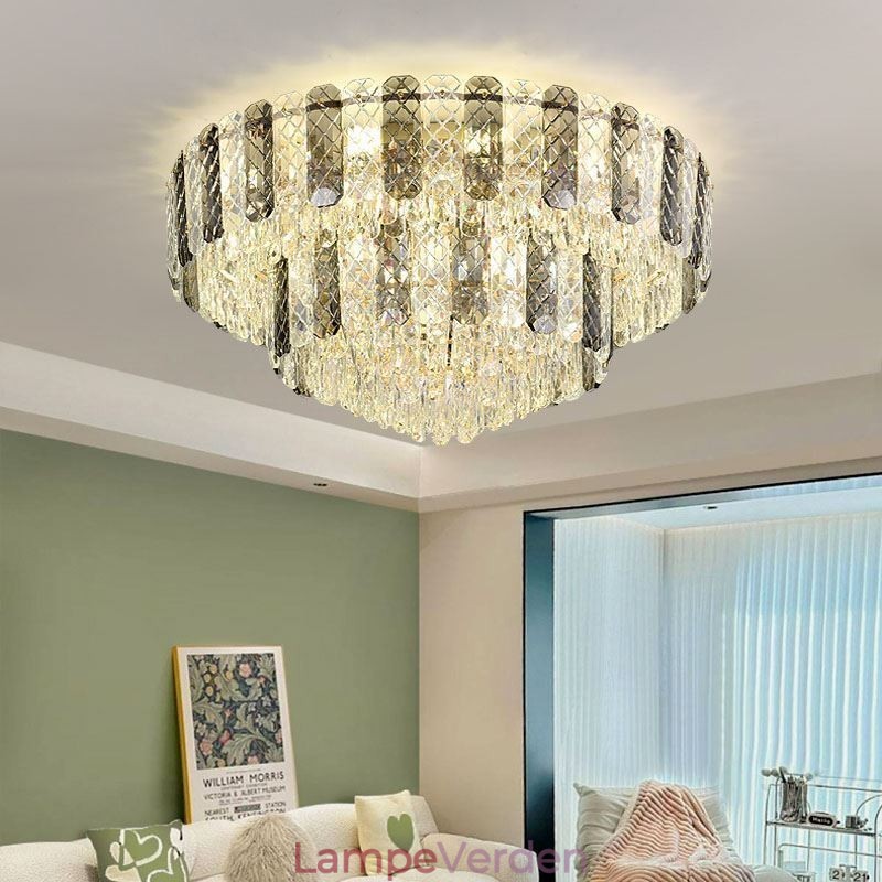 Krystal Flush Mount Dobbeltlag Rund Luksus Decrative Loftslampe 80cm