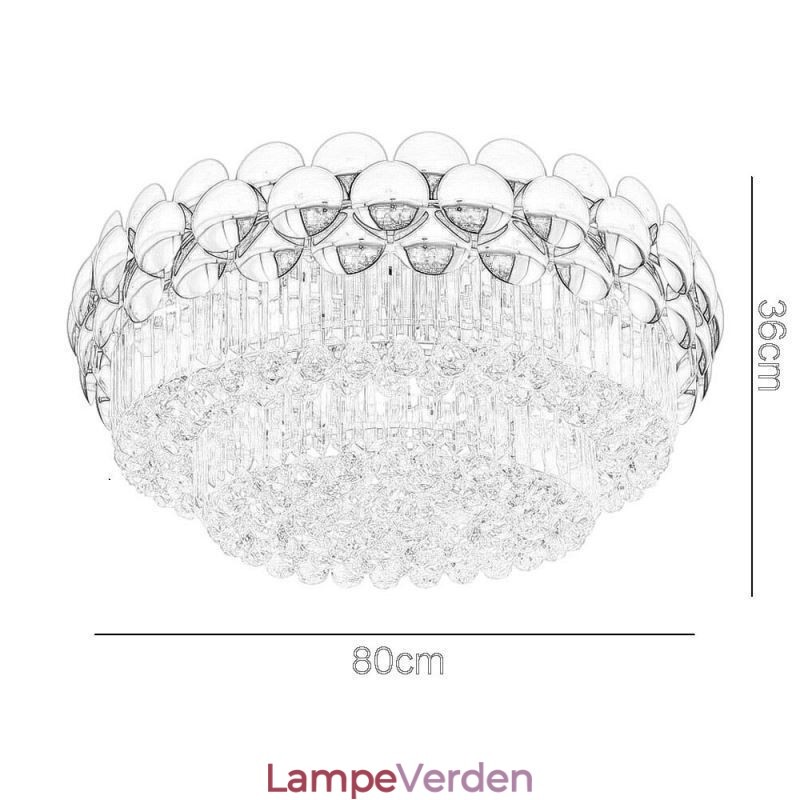 Krystal Flush Mount Rund Elektropletteret Guld Luksus Decrative Loftslampe 80cm