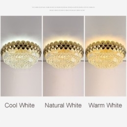 Krystal Flush Mount Rund Elektropletteret Guld Luksus Decrative Loftslampe 80cm