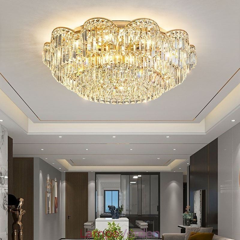 Krystal Flush Mount luksus rund krystal dekoration loftslampe