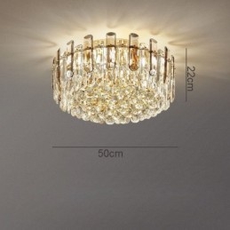 Krystal Flush Mount Røggrå Rund Krystaldekoration Loftslampe