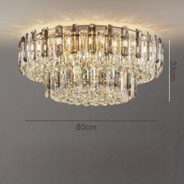 Krystal Flush Mount Røggrå Rund Krystaldekoration Loftslampe