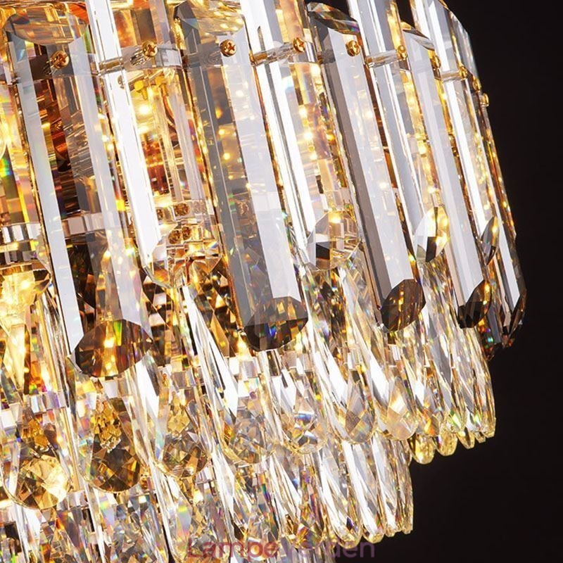 Krystal Flush Mount Røggrå Rund Krystaldekoration Loftslampe