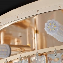 Krystal Flush Mount Røggrå Rund Krystaldekoration Loftslampe