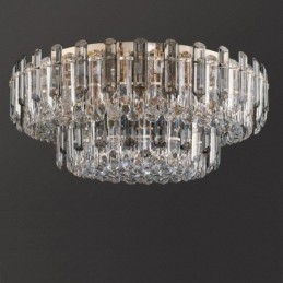 Krystal Flush Mount Røggrå Rund Krystaldekoration Loftslampe