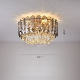 Krystal Flush Mount Smoky Grey Rund Krystal Dekoration Loftslampe