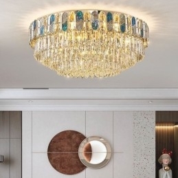Krystal Flush Mount Rund Krystal Dekoration Loftslys Crystal Shell Lampeskærm