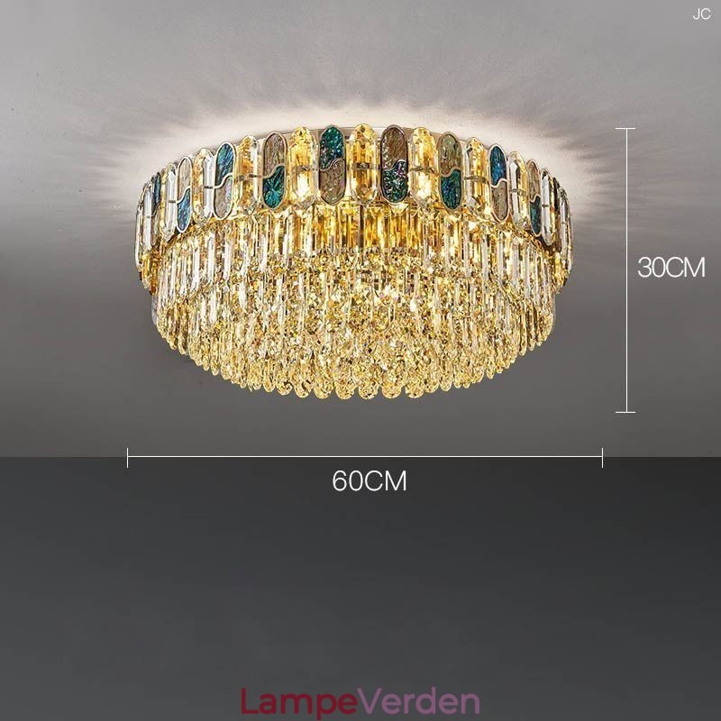 Krystal Flush Mount Rund Krystal Dekoration Loftslys Crystal Shell Lampeskærm