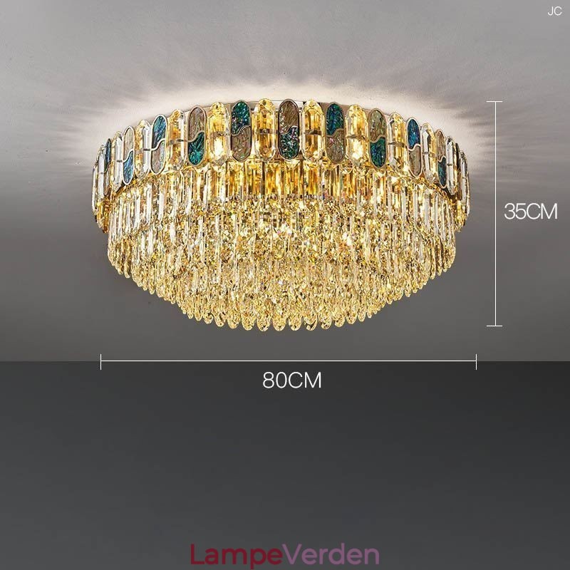 Krystal Flush Mount Rund Krystal Dekoration Loftslys Crystal Shell Lampeskærm