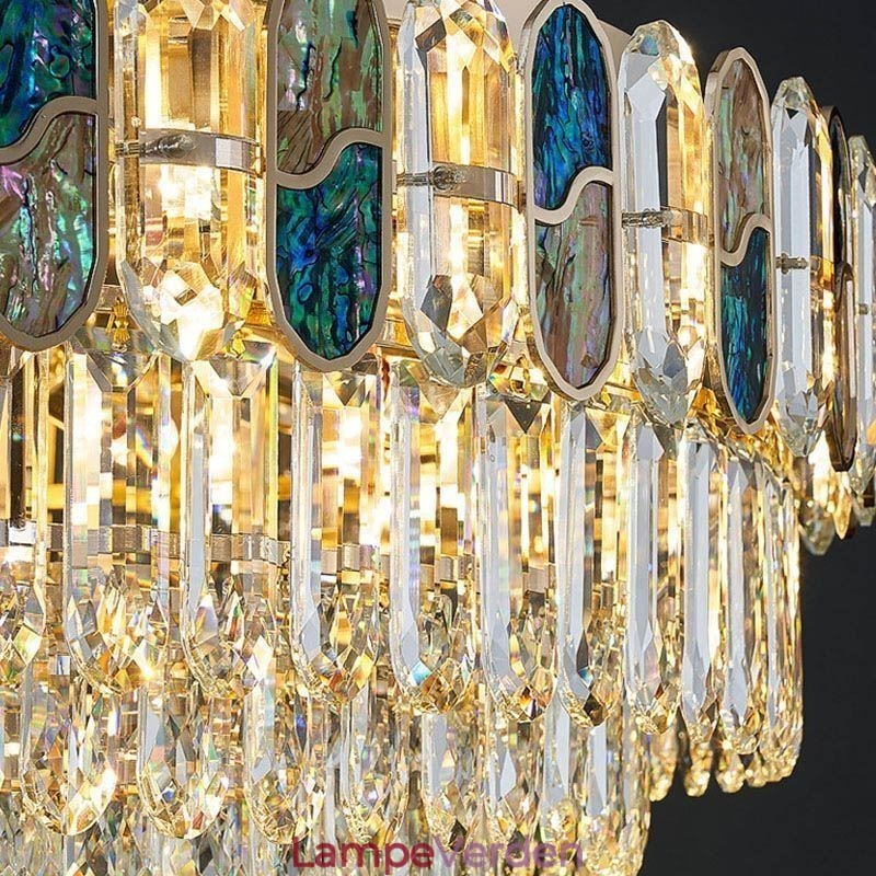 Krystal Flush Mount Rund Krystal Dekoration Loftslys Crystal Shell Lampeskærm