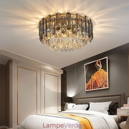 Krystal loftslampe Enkelt moderne rundt flush-mount dekorativt lys Krystal loftslampe Enkelt moderne rundt flush-mount dekorativt lys