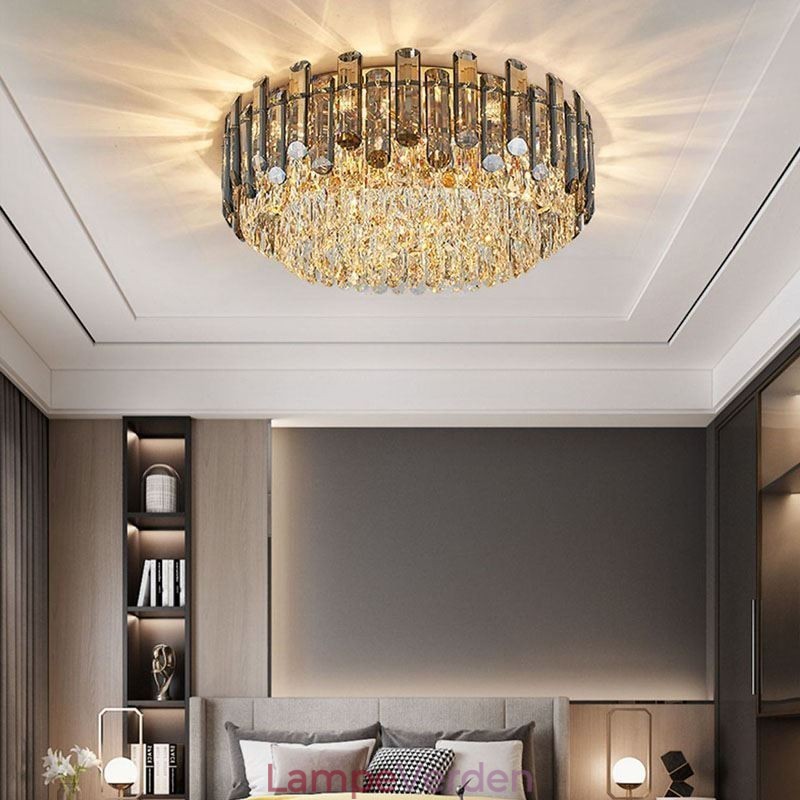 Krystal loftslampe Enkelt moderne rundt flush-mount dekorativt lys