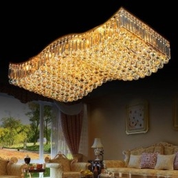 Europæisk krystal Flush Mount rektangel lysekrone
