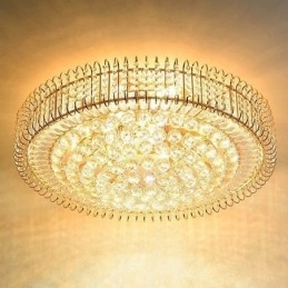 Europæisk stil Flush Mount rund krystal loftslampe
