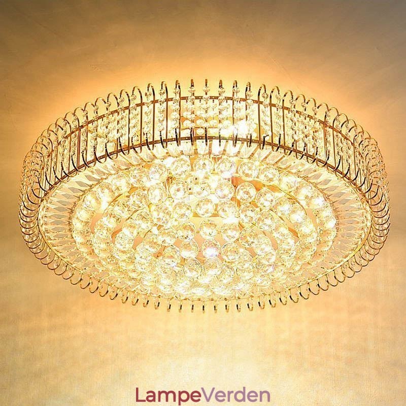 Europæisk stil Flush Mount rund krystal loftslampe