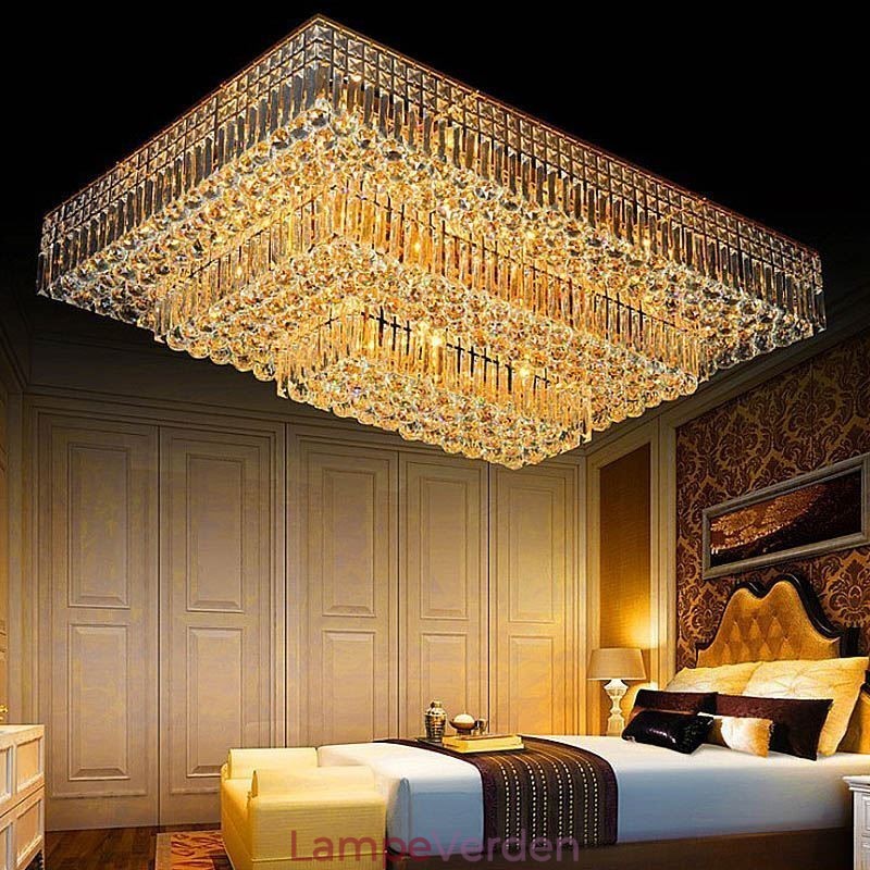 Moderne Flush Mount Tre-Etagers Krystal lysekrone