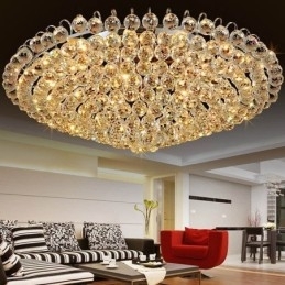 Europæisk stil Krystal Flush Mount Runde Form Loftslampe