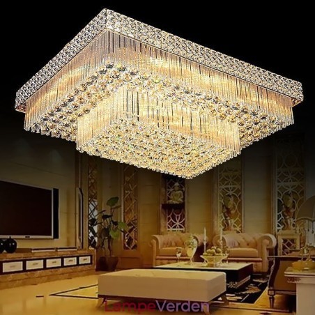 Europæisk Flush Mount Firkantet Krystal lysekrone Europæisk Flush Mount Firkantet Krystal lysekrone
