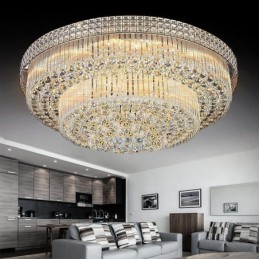 Moderne krystal lysekrone rund planmonteret