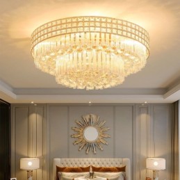 Moderne krystal lysekrone rund planmonteret
