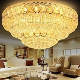 Luksus Flush Mount Crystal Ceiling Light Rund Light