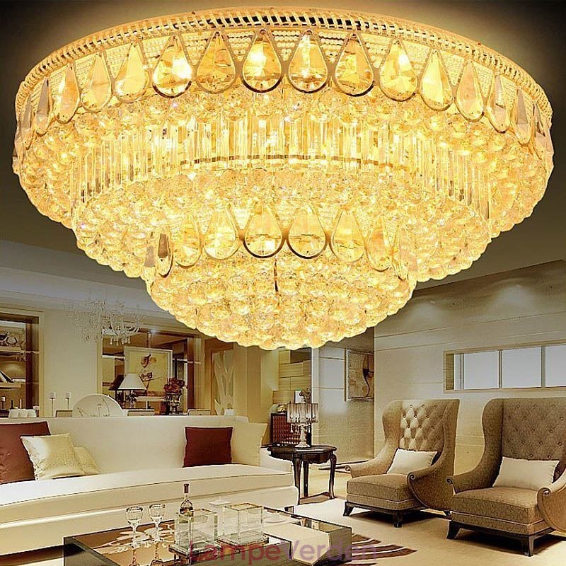 Luksus Flush Mount Crystal Ceiling Light Rund Light