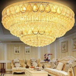 Luksus Flush Mount Crystal Ceiling Light Rund Light