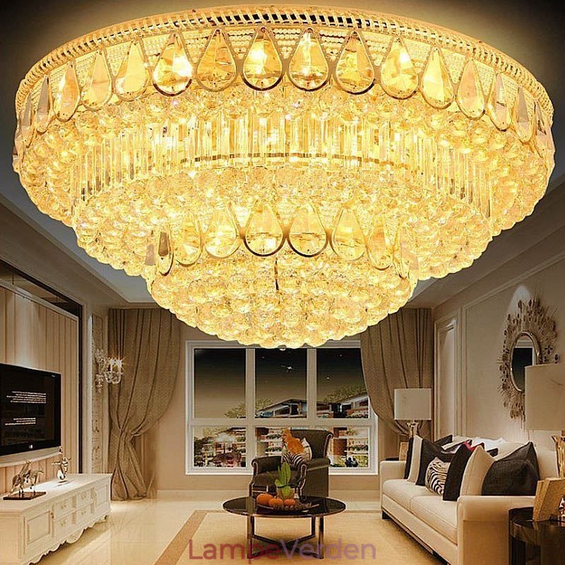 Luksus Flush Mount Crystal Ceiling Light Rund Light
