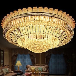 Luksus krystal loftslampe Guld Flush Mount rund belysning