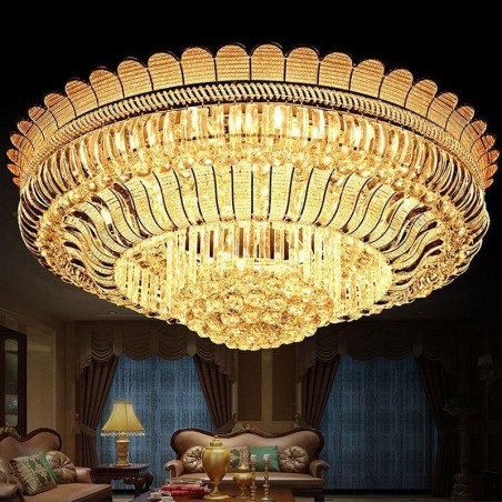 Luksus krystal loftslampe Guld Flush Mount rund belysning Luksus krystal loftslampe Guld Flush Mount rund belysning