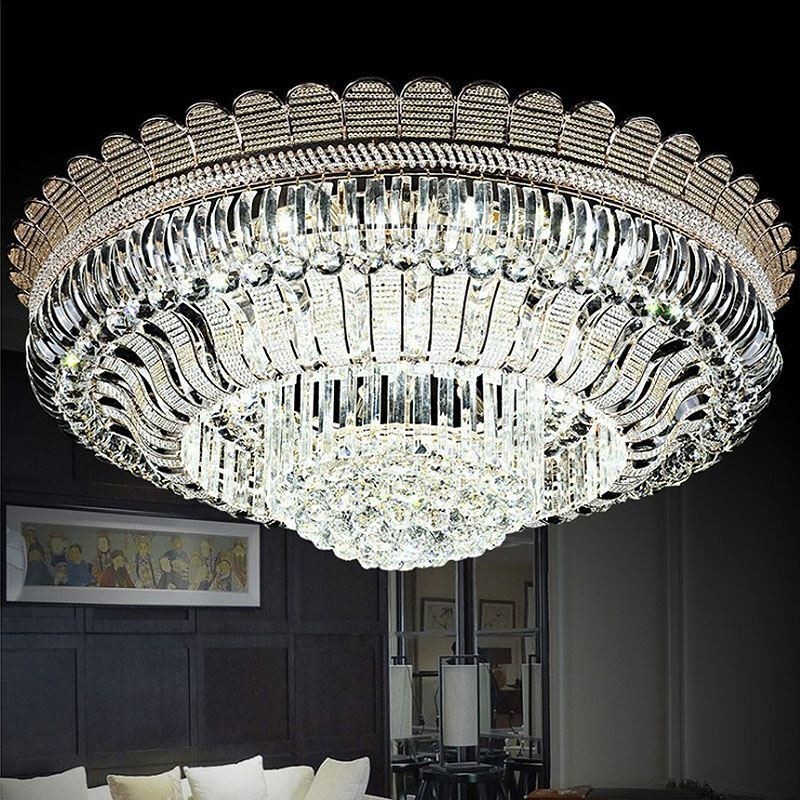 Luksus krystal loftslampe Guld Flush Mount rund belysning