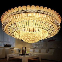 Luksus krystal loftslampe Guld Flush Mount rund belysning