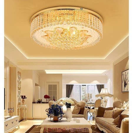 Graceful Flush Mounted Light Guld Krystal Loftslampe Graceful Flush Mounted Light Guld Krystal Loftslampe