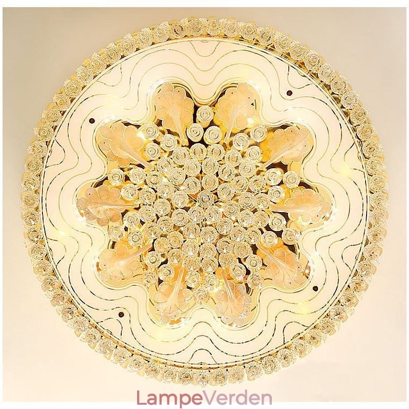 Graceful Flush Mounted Light Guld Krystal Loftslampe