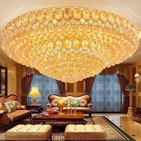 Luksus krystal loftslampe Europæisk rund planmonteret belysning Luksus krystal loftslampe Europæisk rund planmonteret belysning