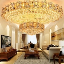 Moderne guldkrystal loftslys Rund Flush Mount-belysning