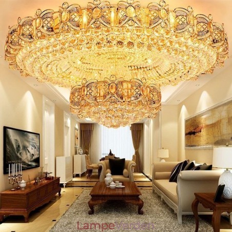 Moderne guldkrystal loftslys Rund Flush Mount-belysning Moderne guldkrystal loftslys Rund Flush Mount-belysning