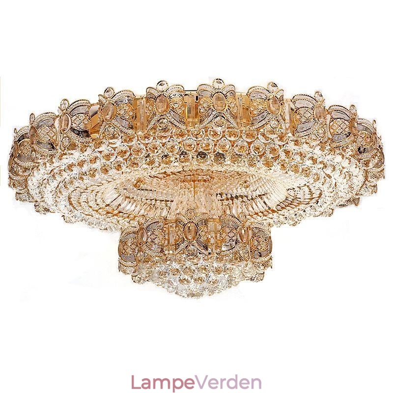 Moderne guldkrystal loftslys Rund Flush Mount-belysning