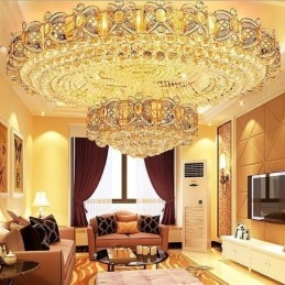 Moderne guldkrystal loftslys Rund Flush Mount-belysning