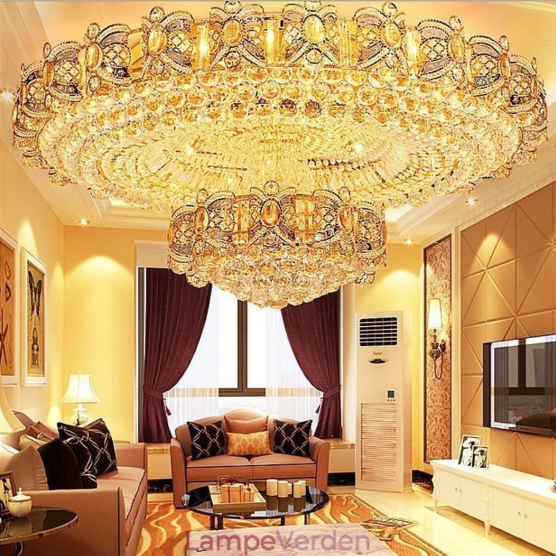 Moderne guldkrystal loftslys Rund Flush Mount-belysning