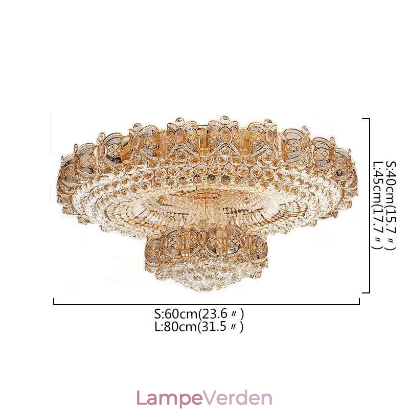 Moderne guldkrystal loftslys Rund Flush Mount-belysning