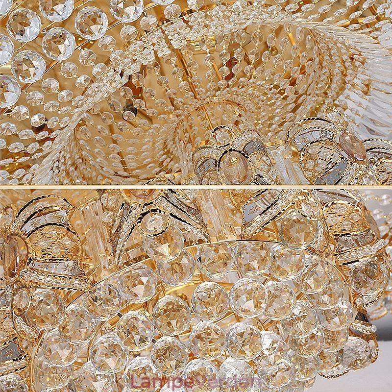 Moderne guldkrystal loftslys Rund Flush Mount-belysning