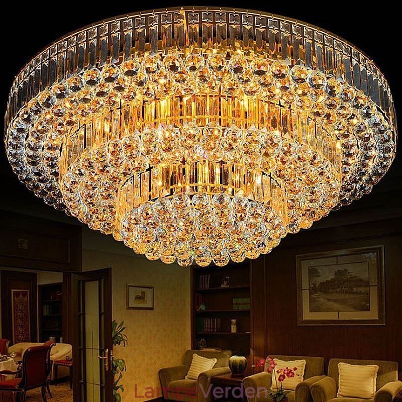 Flush Mount Crystal Ceiling Light Europæisk rund belysning