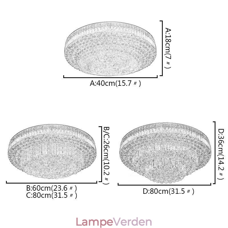 Flush Mount Crystal Ceiling Light Europæisk rund belysning