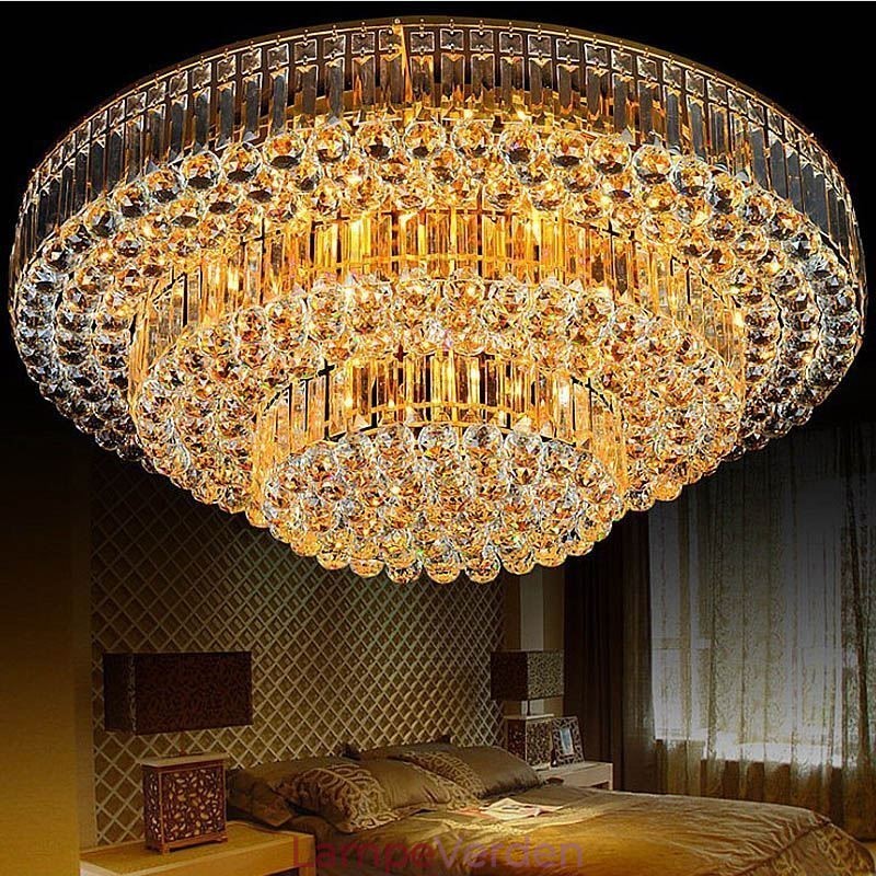 Flush Mount Crystal Ceiling Light Europæisk rund belysning