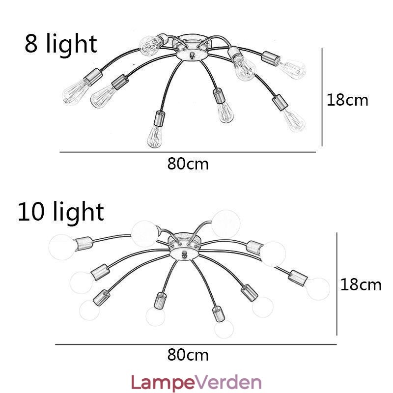 Loft Spider Lampe Antik Klassisk Flush Mount Spisestuelampe 8 10 Arme
