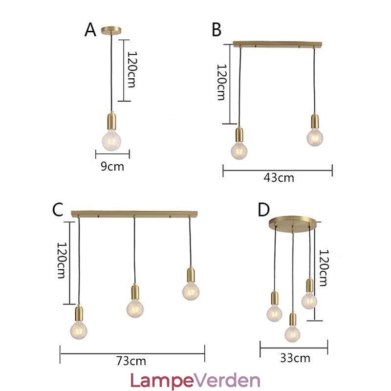 Nordic Brass 3 Pendel Cluster Light Island Creative Minimalistisk lysarmatur