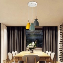 Nordic Simple Macaron Pendel Iron Arti Three Lights