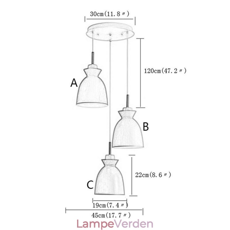 Nordic Simple Macaron Pendel Iron Arti Three Lights