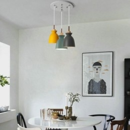 Nordic Simple Macaron Pendel Iron Arti Three Lights